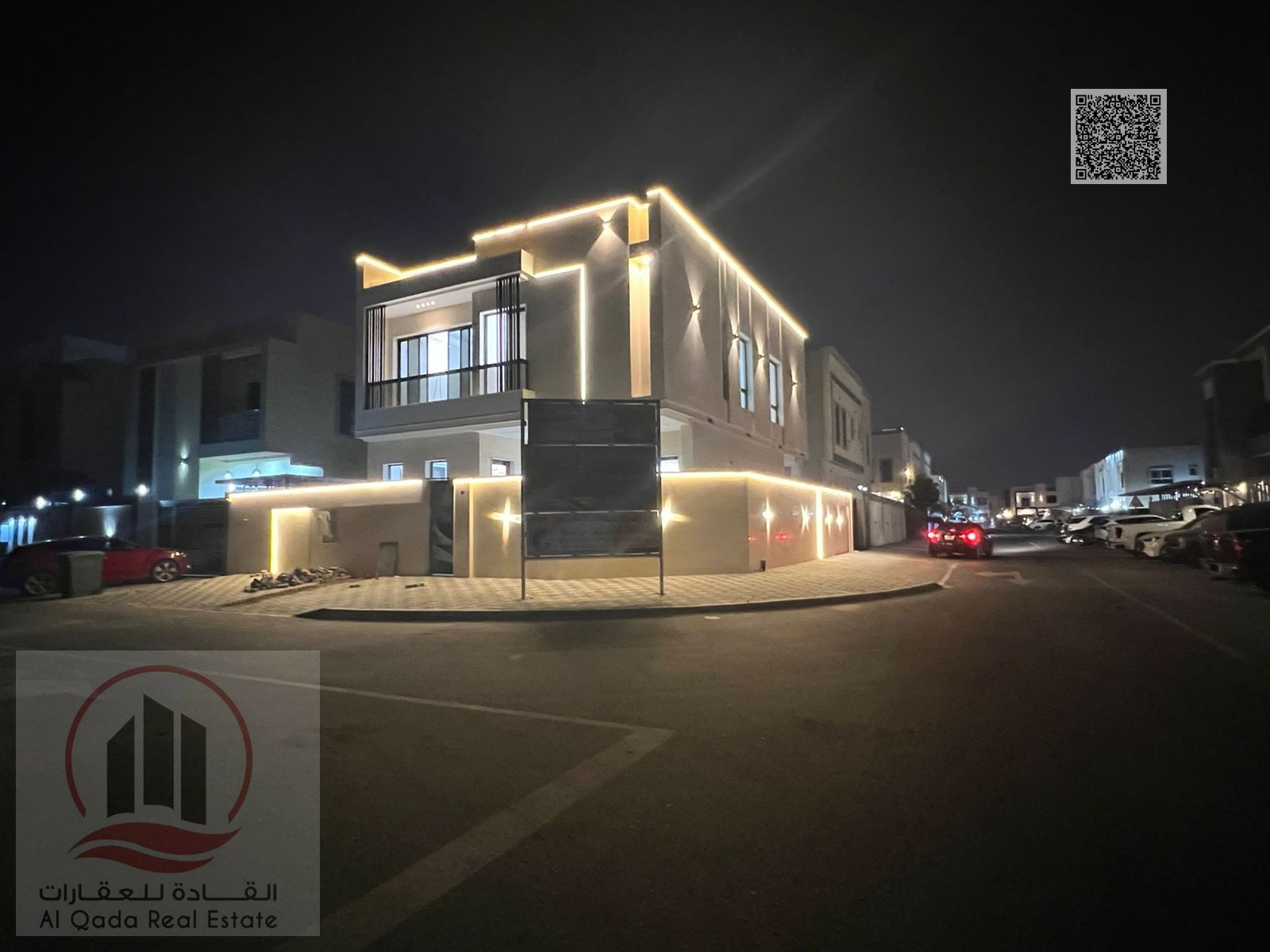 For sale: Corner villa in Ajman, Al Amerah area, 4 master bedrooms, a majlis, 2 living rooms, and a maid's room. Freehold for all nationalities. Bank