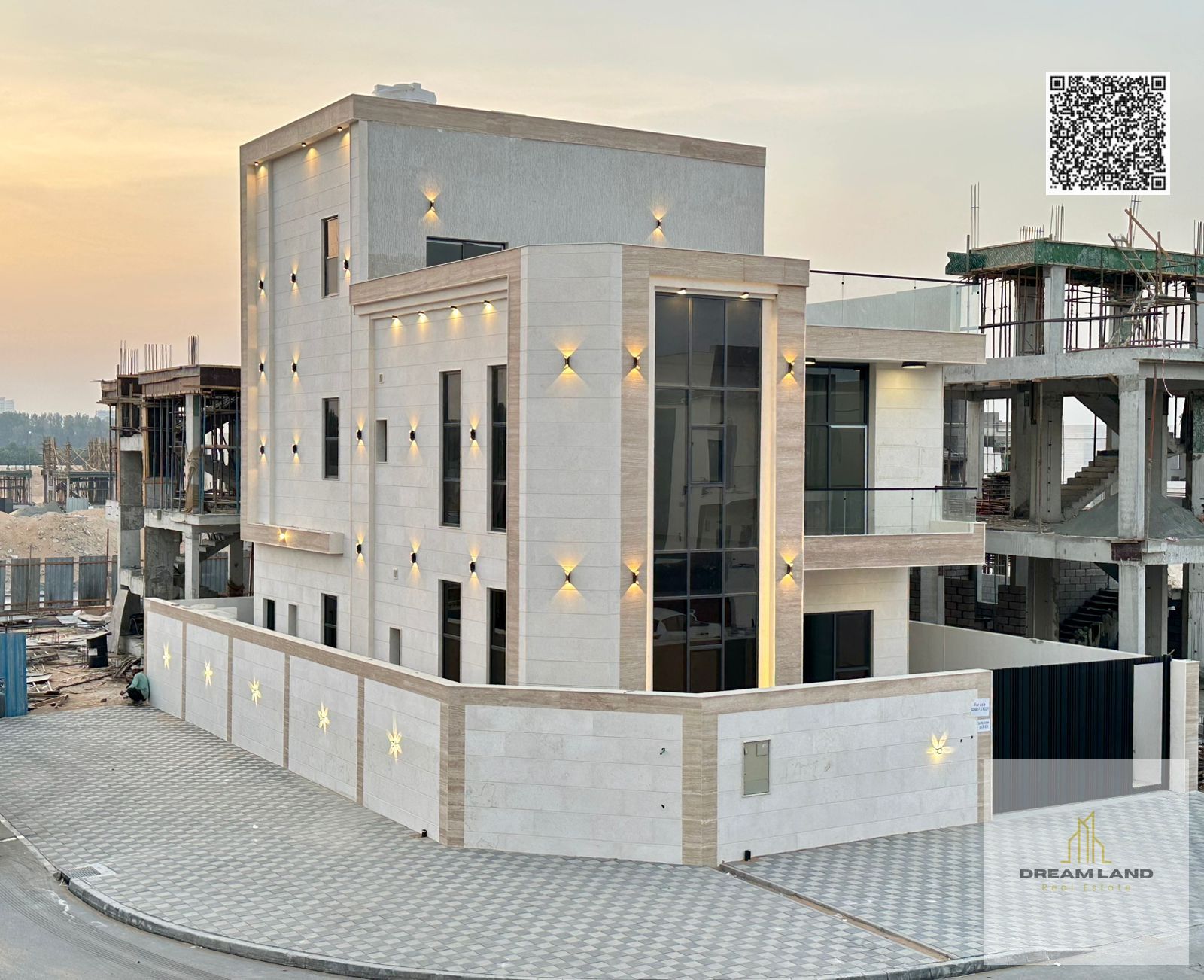 Corner villa on the corner of two streets for sale in Al Helio 2, modern design and strategic location, freehold for all nationalities, at a competiti