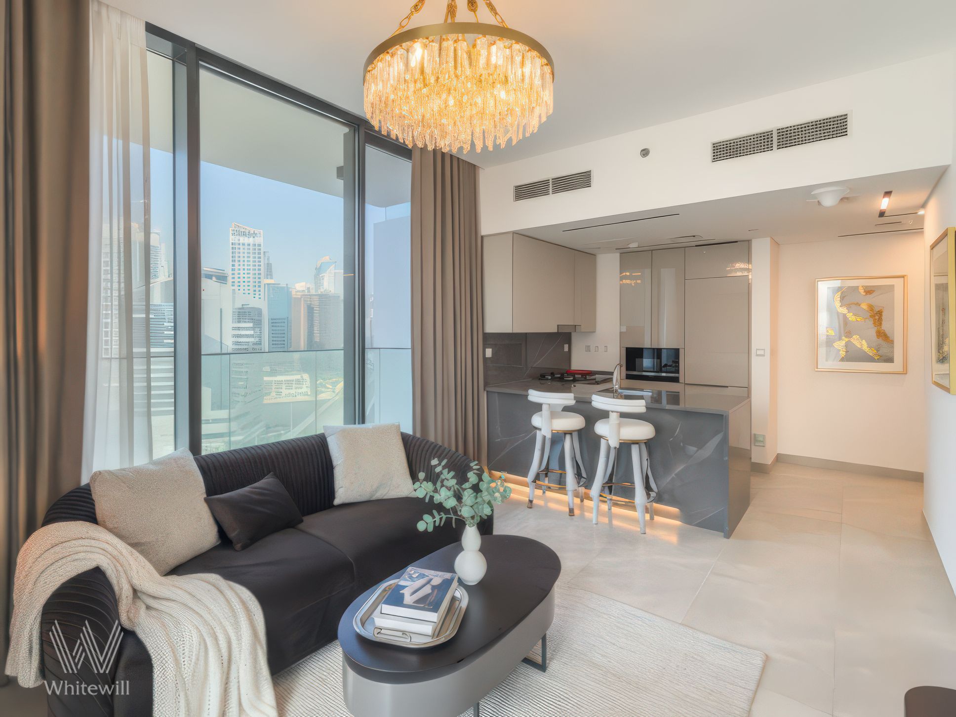 Large layout with huge balcony and Burj view