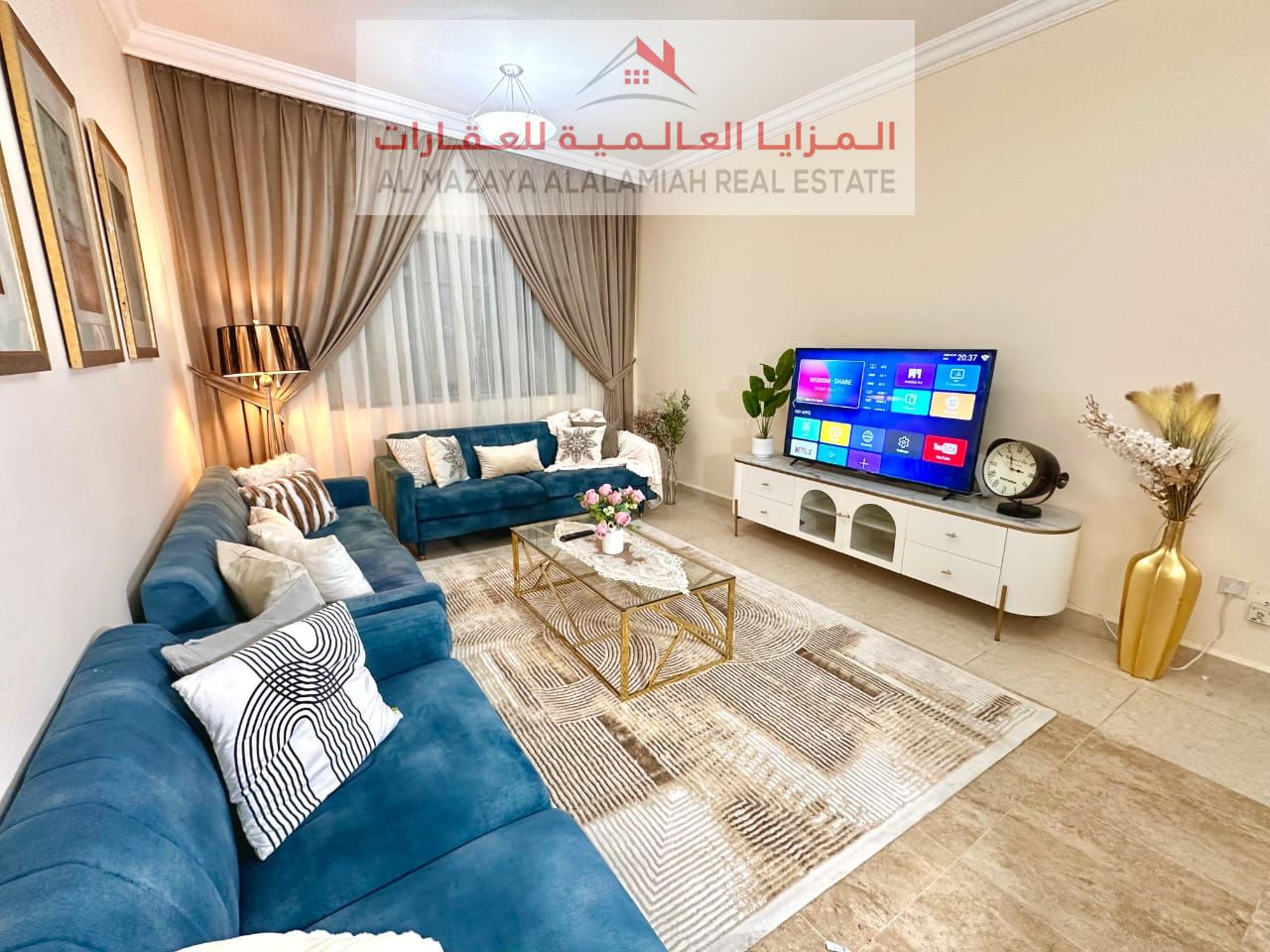 for rent monthly A fully furnished One-bedroom Two-bathroom apartment in Al Taawun 1