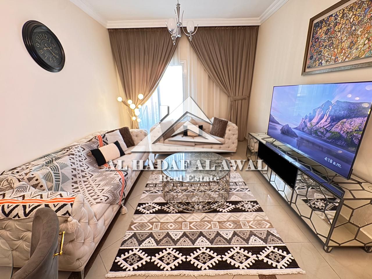 For monthly rent: two bedroom and a hall in Al tawun with free internet