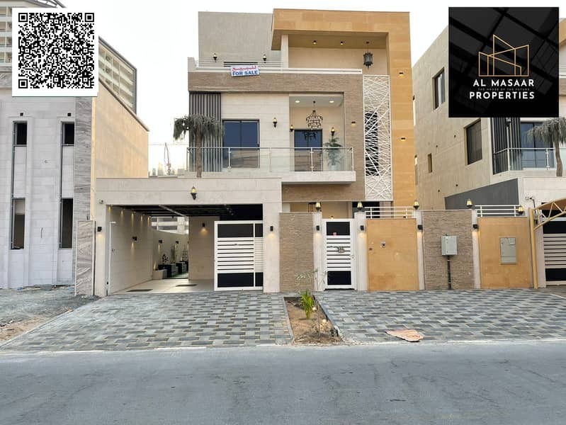 Luxury villa for sale in Al Helio - Ajman | With a swimming pool, roof, and spacious outdoor seating area | Luxury custom finishing | Including electr