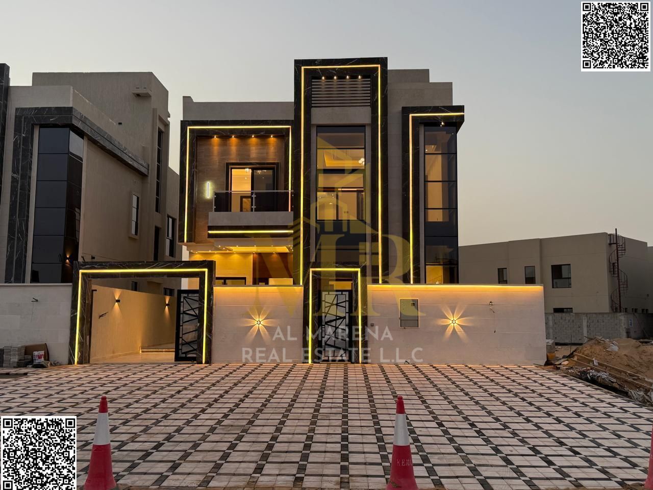 For sale, a villa in Al Zahya, Ajman - 5 rooms, two floors and a roof - central air conditioning - at a special price, including registration fees