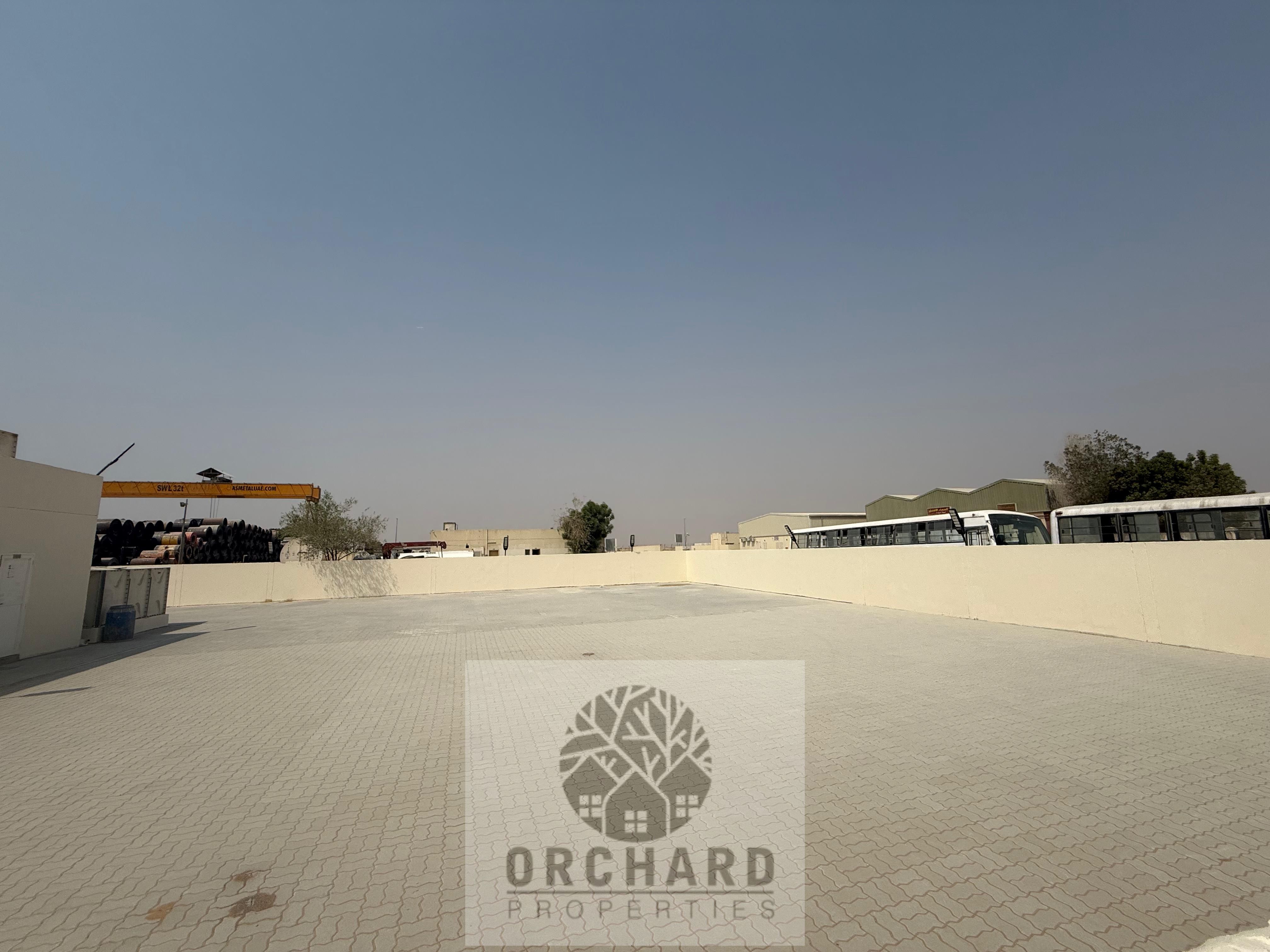 Good location next to main road/20000 Sqft/43Kw power/Full interlok/Office/Kitchen/Washroom/Good for all activists/Rent 300,000Aed