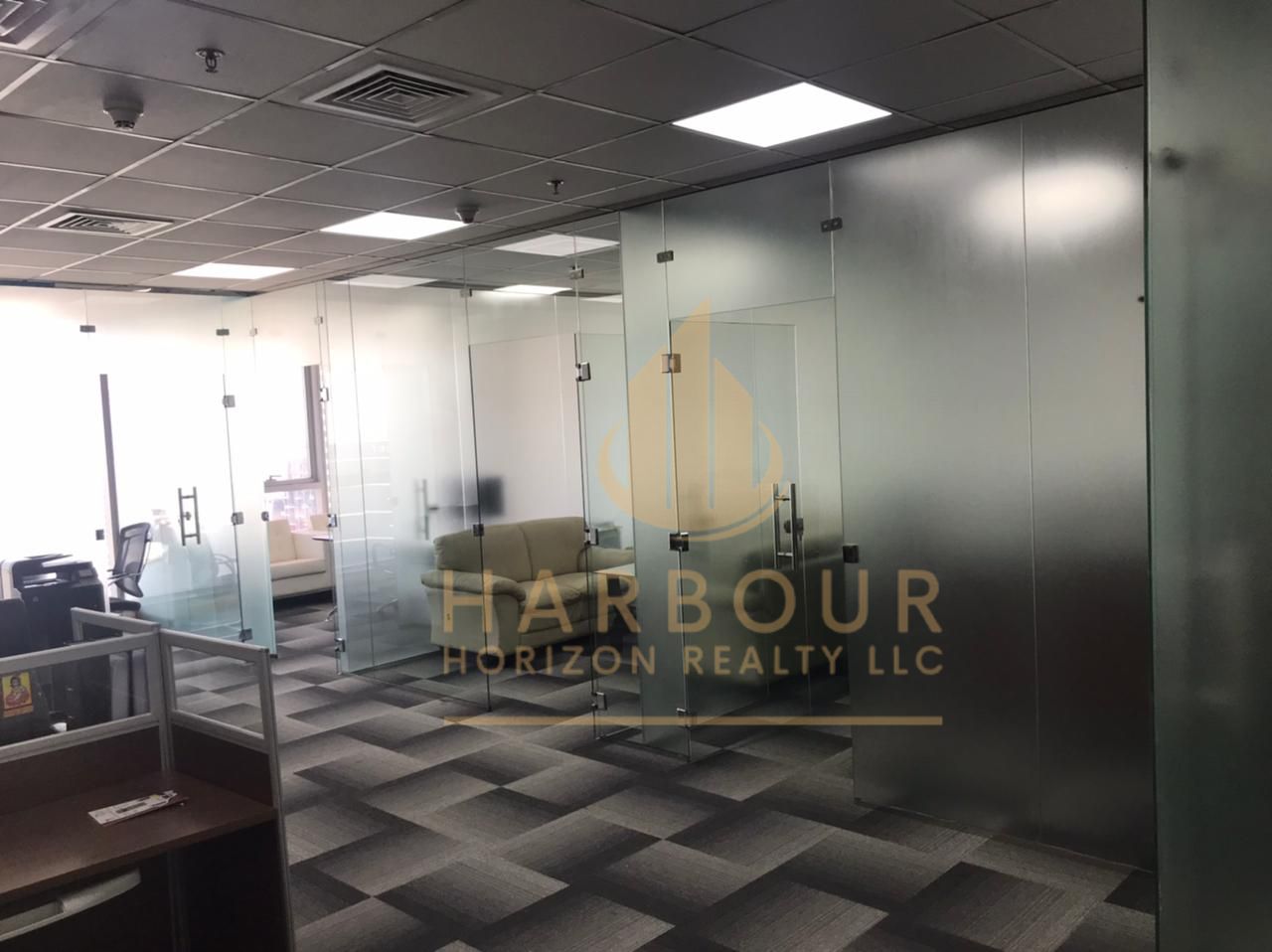 Furnished Office For Rent With Glass Partitions