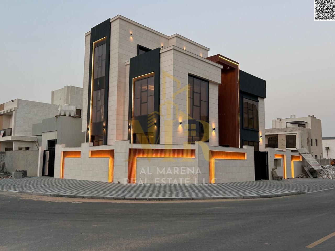Luxury corner villa for sale in Al Bahia - Ajman, two floors and a roof | 7 master bedrooms, at a price including registration and ownership fees
