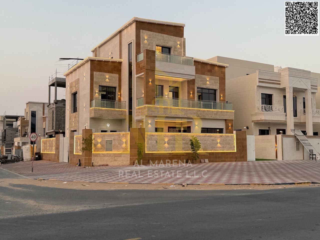 Luxury super deluxe villa for sale in Al Zahia area, Ajman, at a price including registration and ownership fees
