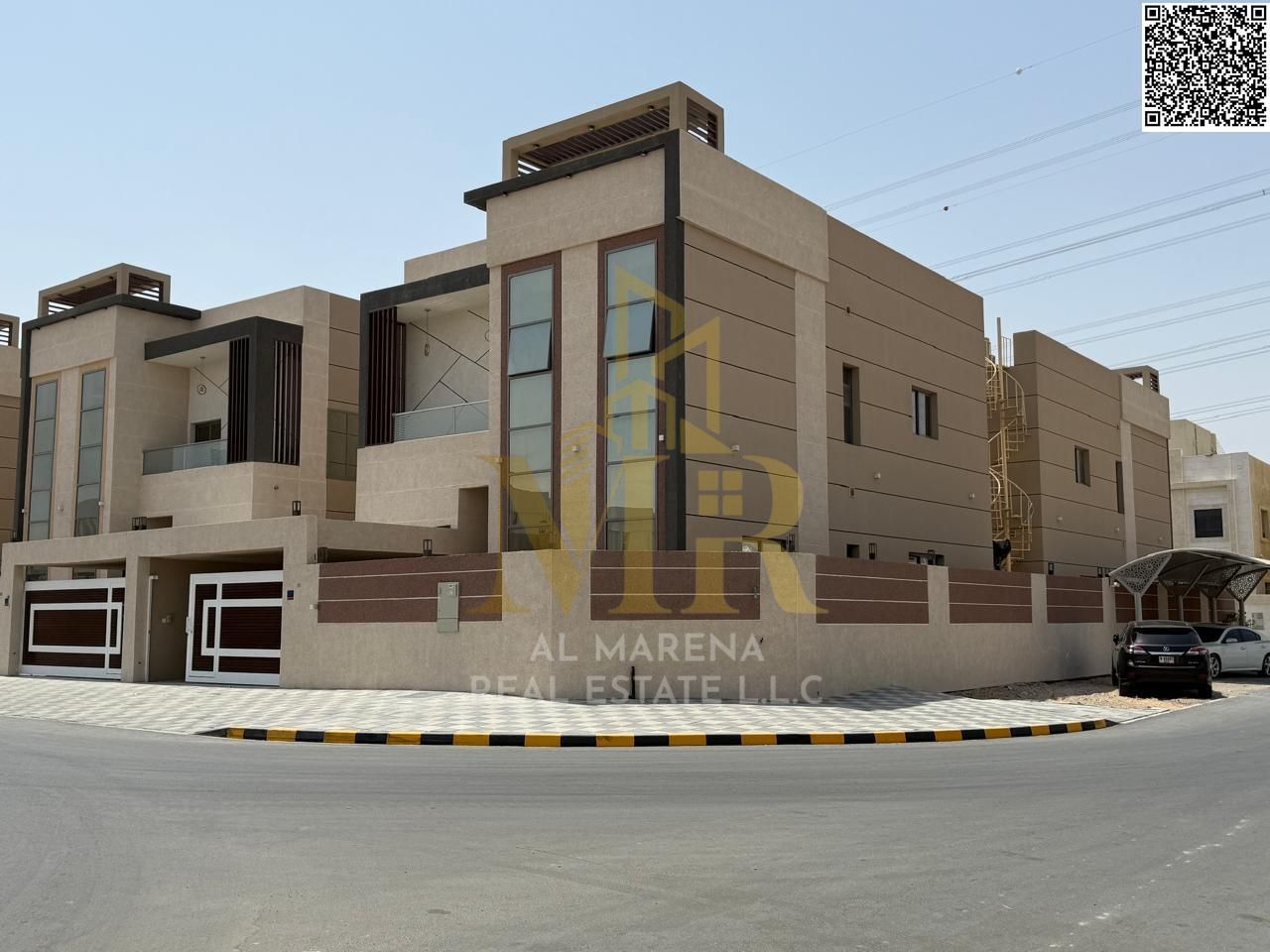Luxury super deluxe villa for sale in Al Yasmeen area, Ajman, freehold for all nationalities, with air conditioning included