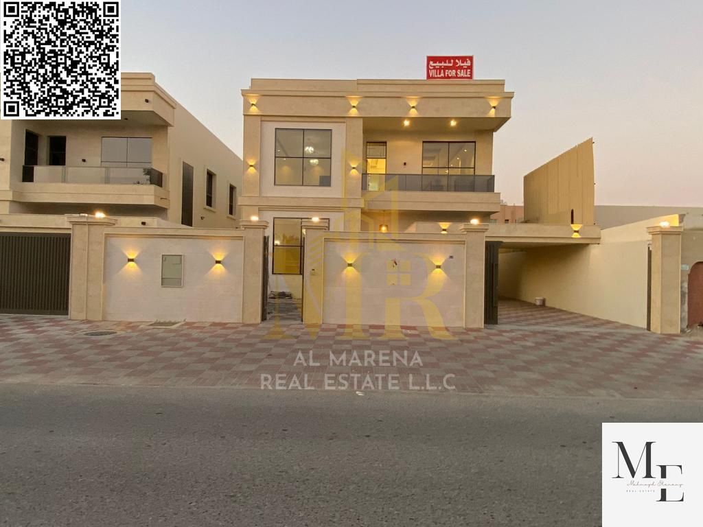 Villa for sale in Al Rawda 2 – Ajman | Includes air conditioning | 5 master bedrooms + maid's room | Indoor and outdoor majlis + spacious yard | Excel