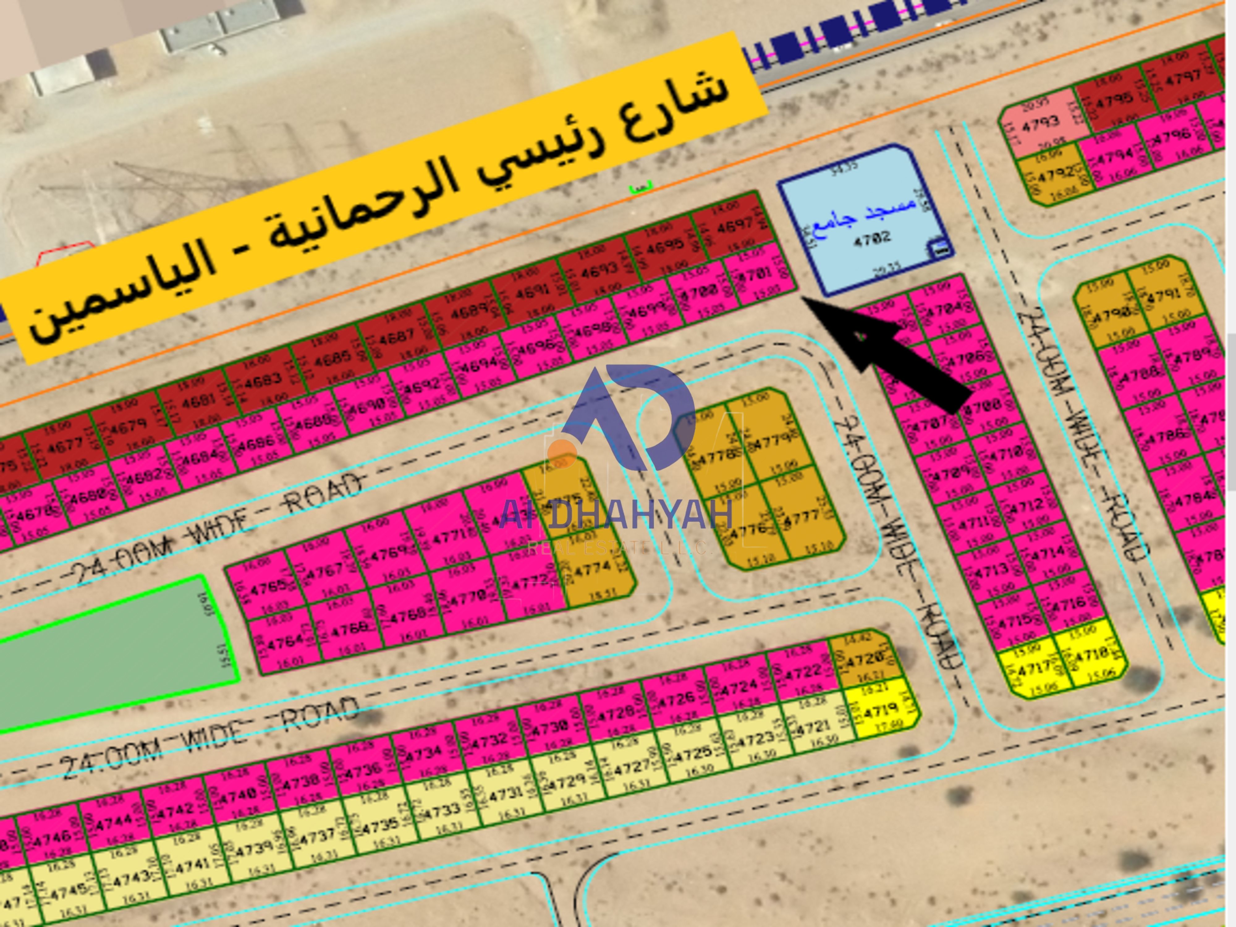 Prime land for sale in Al-Dabdaba North (Al-Rahmaniya), corner plot opposite the mosque