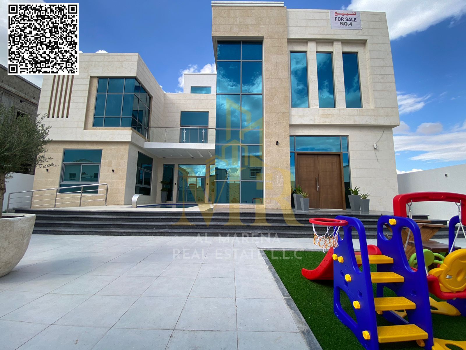 Luxury villa for sale in Al Yasmin, Ajman | 6,200 sq ft, 6 master bedrooms | 2 floors + roof | Private pool and garden | Price: AED 4,500,000 (negotia