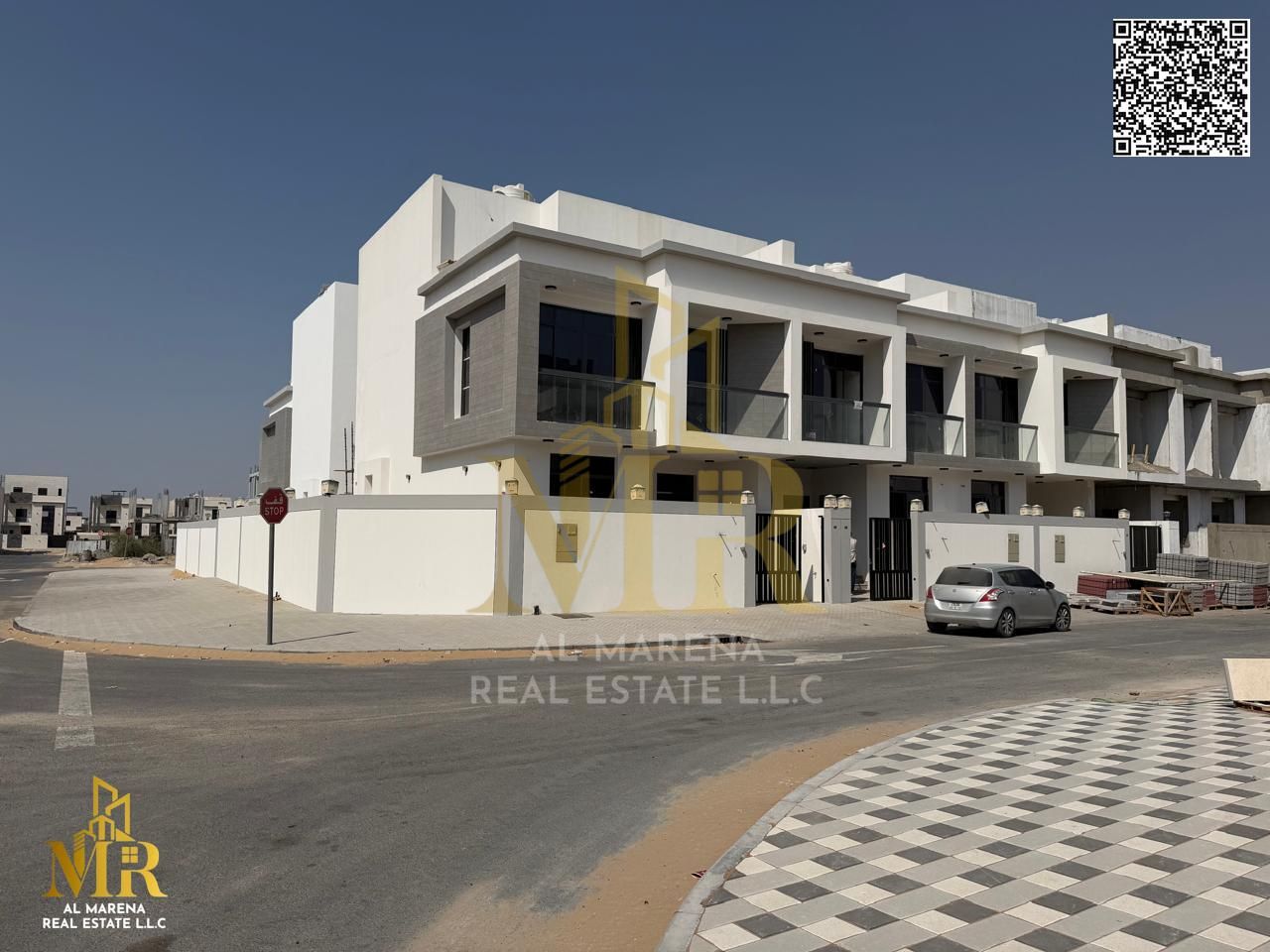 Modern corner villa for sale in Al Bahia area – Ajman | Two floors + roof | 6 master bedrooms | 7 bathrooms | High-end finishes | No down payment | Ba