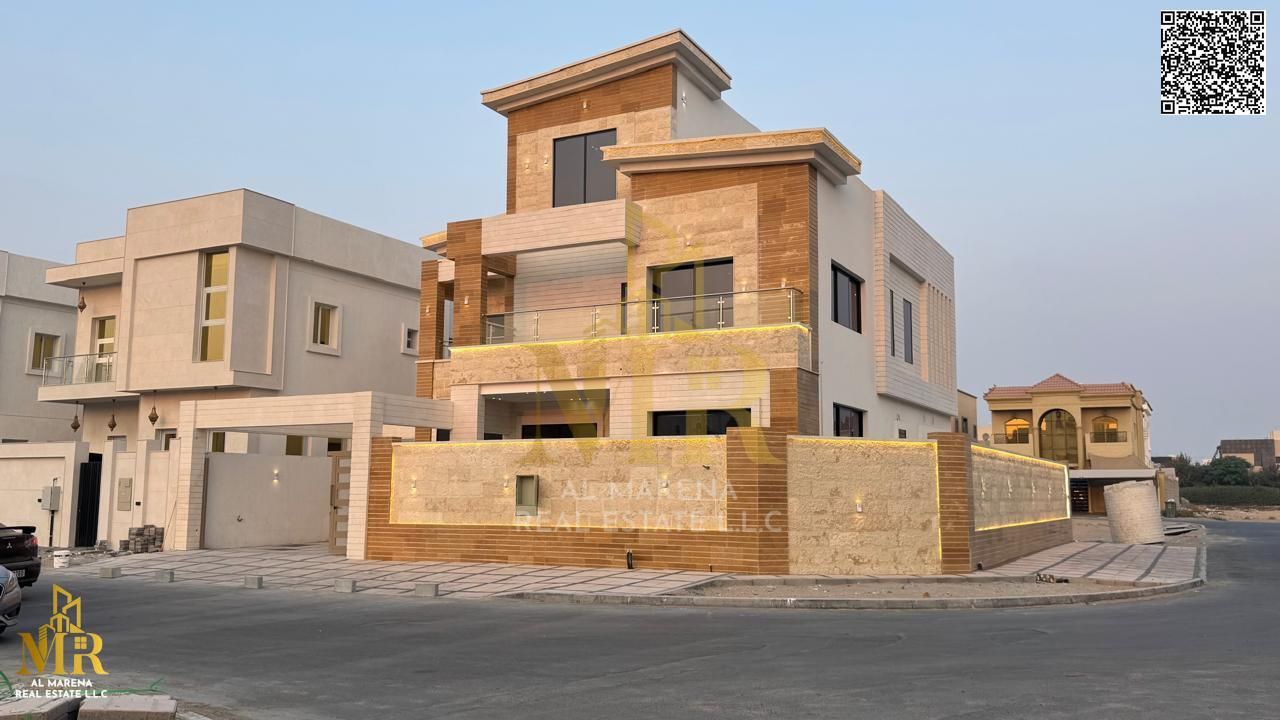 Luxury villa for sale in Al Yasmin area – Ajman. Your chance to own a sophisticated villa with a modern design and prime location. Specifications: 6 s