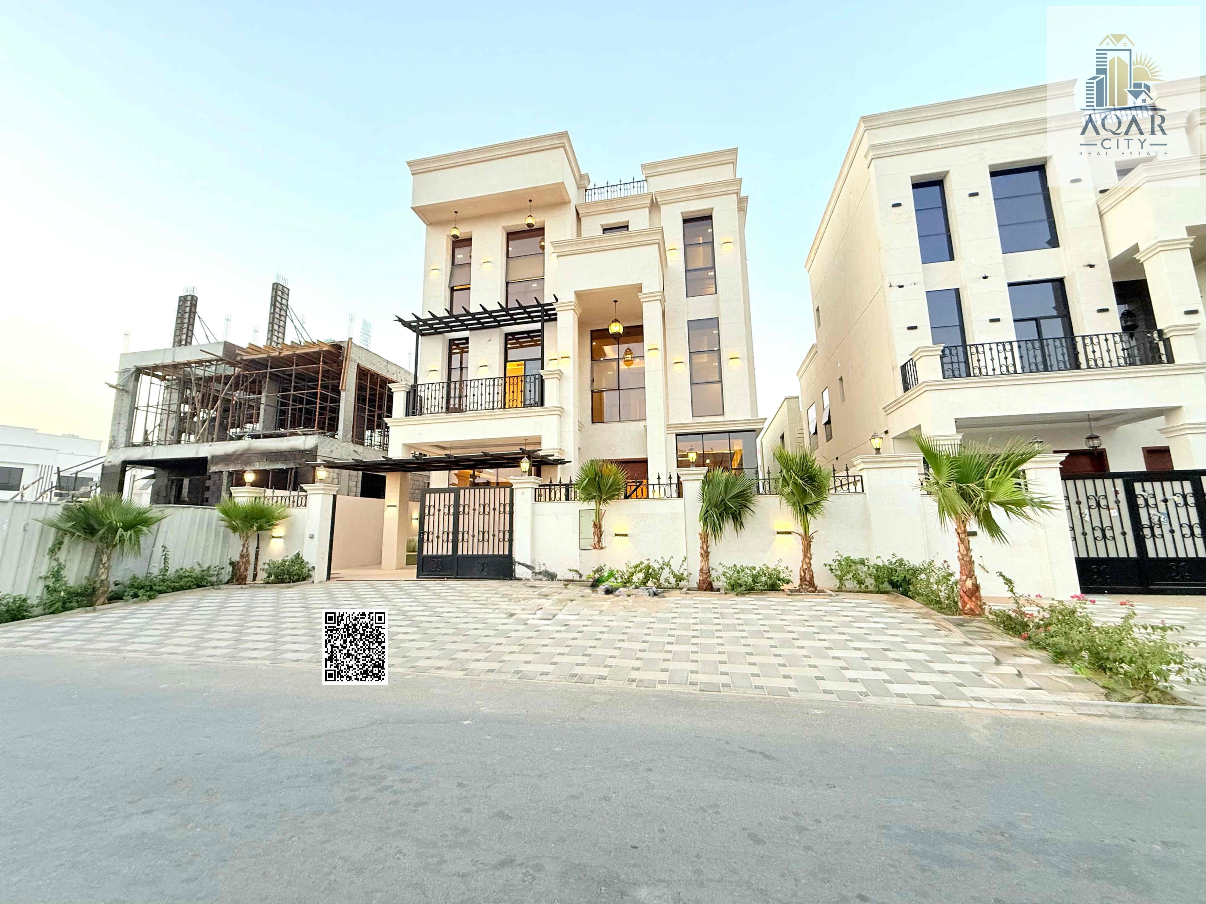 Luxury two-story villa + roof + private pool for sale in Ajman | 5master bedrooms | Freehold including electricity, water and air conditioning