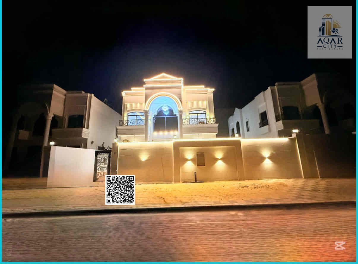 Villa for sale, including ownership and registration fees. Five master bedrooms, a master living room, a hall, and a main kitchen. Opposite services. Nearby mosque. Land area 4,600 square feet. Building area approximately 4,000 square feet. Swimming pool