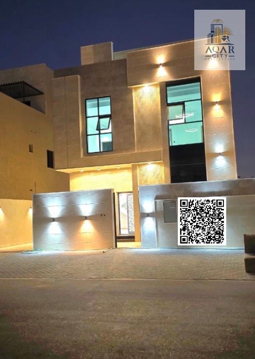 Villa for sale in Al Amerah area, Ajman, consisting of six master bedrooms, building area approximately 4,000 square feet, required 1,850,000 negotiable, price includes registration and ownership fees