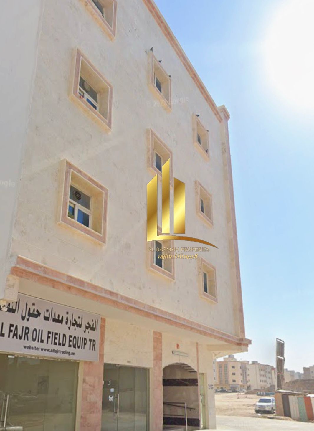 For Sale Commercial Building in Sharjah, Muwaileh Area Ground + 3 Floors Age: 6 years Area: 2,500 sq ft (Corner unit on two streets) Consists of: