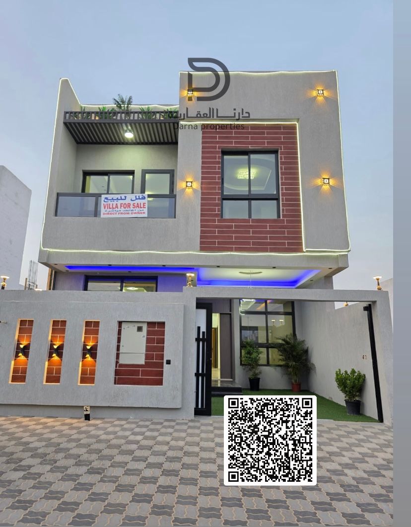 New Villa for Sale in Ajman – Al Zahia Area A luxurious 2-storey villa with rooftop, brand new and fully furnished, featuring a modern design and an excellent location in Al Zahia, Ajman. Property Details: Plot Area: 1,722 sq. ft. Built-up Area: 3,000 s
