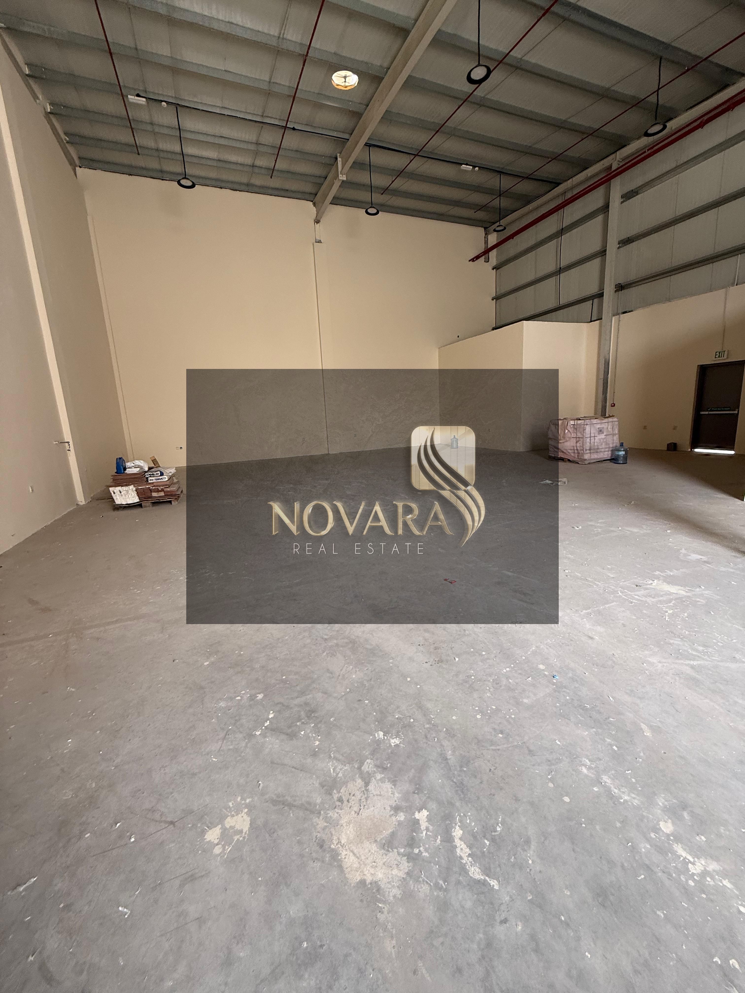 Two adjacent warehouses for rent in Umm Al Quwain with an area of 5400 feet, for storage only, electricity 45 kW, ready for immediate handover.