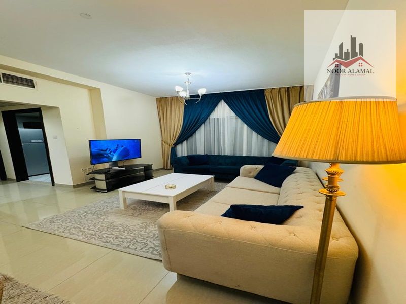 Sharjah Al Taawun, one room, hall, kitchen, two bathrooms, and a balcony. The price is 4,800, including internet and parking.