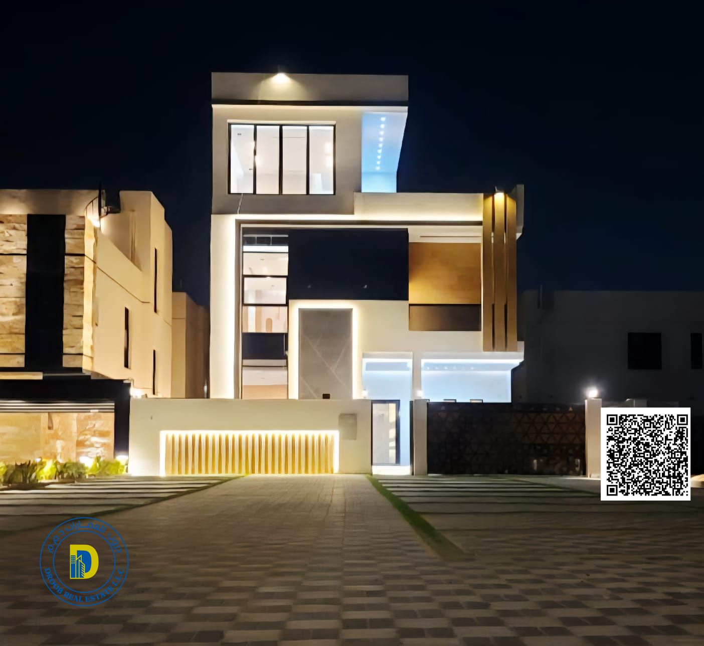 For sale: Modern villa on a main street in Al Bahia area. 25-meter setback. 6 rooms with a roof terrace. Price includes registration fees.