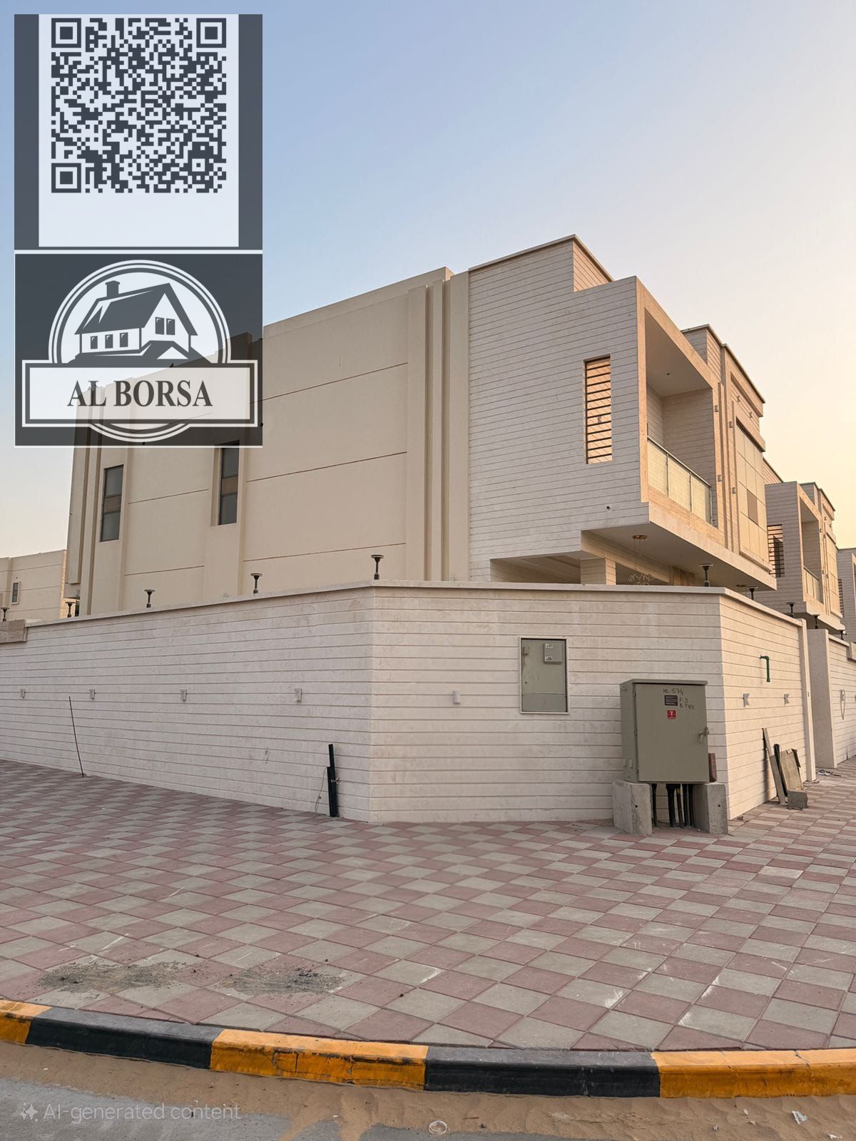 Corner villa for sale in Al Helio 2 area, Ajman. 6 master bedrooms, majlis, living room, spacious kitchen, maid's room.
