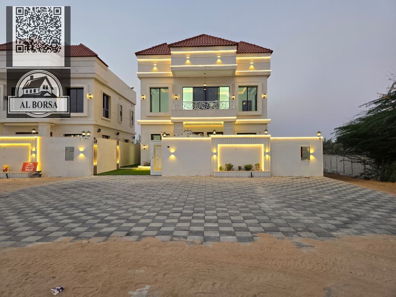 For sale in Al Zahia: a villa with 4 master bedrooms, a majlis, a living room, ground and first floors, a roof terrace, and a maid's room.