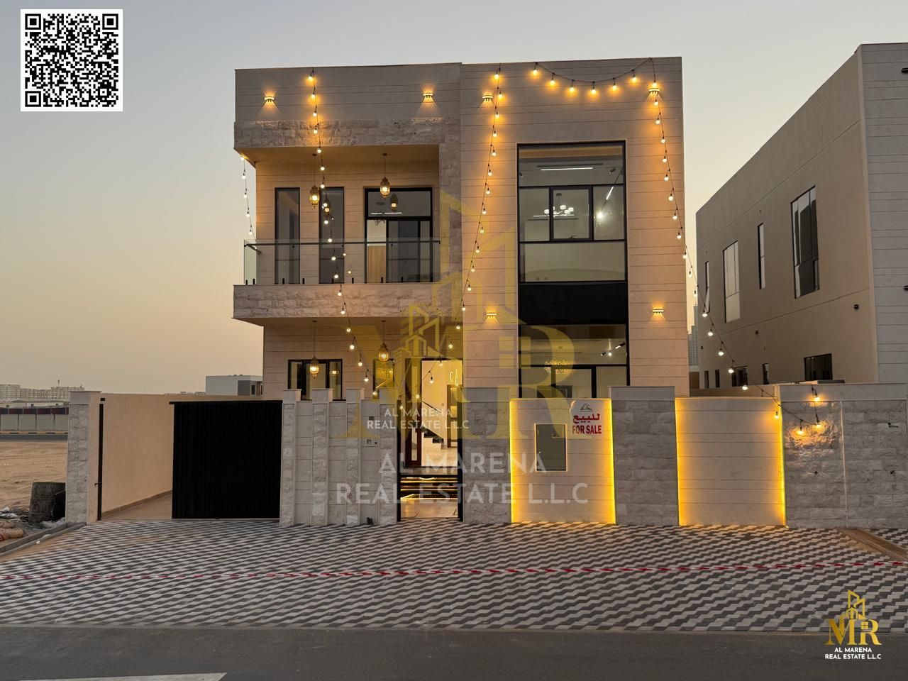 Villa for sale in Ajman, including registration and ownership fees, ready to move in. Freehold ownership available to all nationalities. Luxury two-st