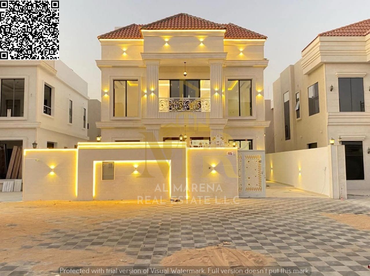 Villa at a bargain price, custom-finished, super deluxe. The villa consists of 5 spacious bedrooms with a distinctive roof terrace, a guest majlis, a