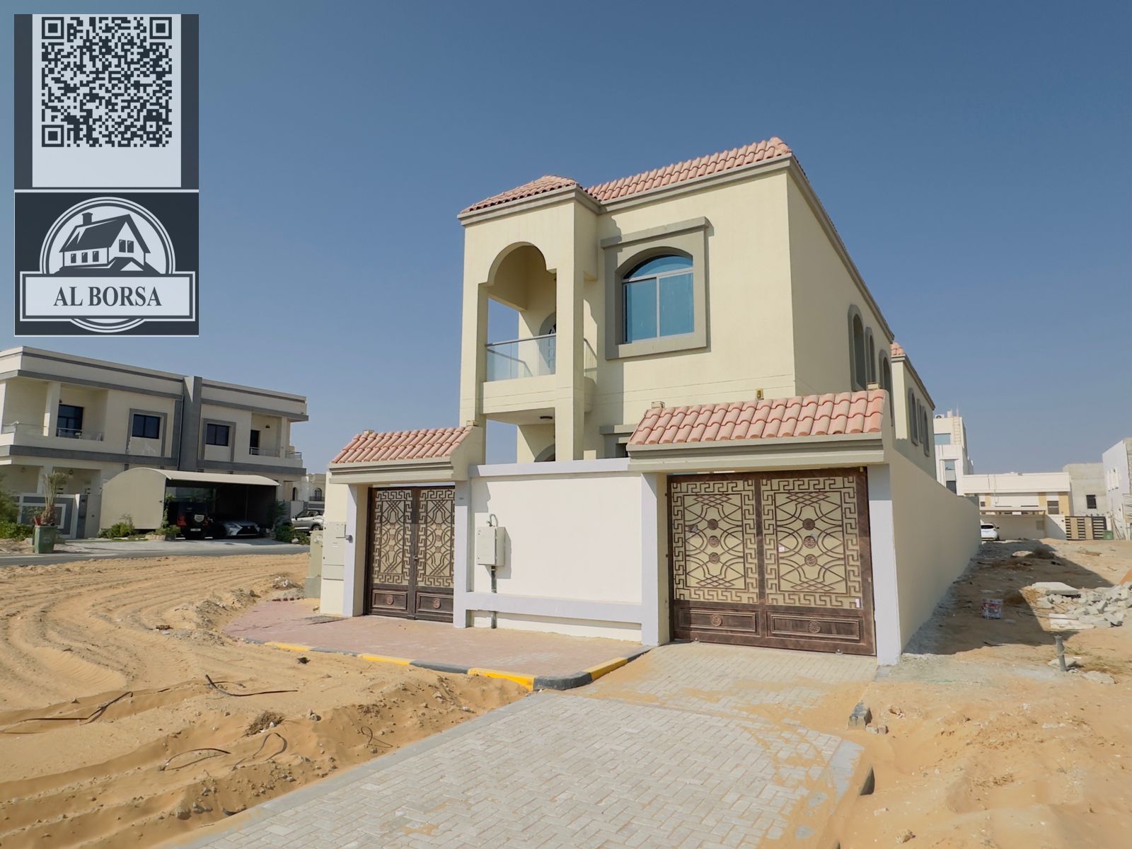 Brand new villa for rent in Ajman | Al Helio 1 area | First occupancy | With central air conditioning. - 4 master bedrooms, majlis, and living room