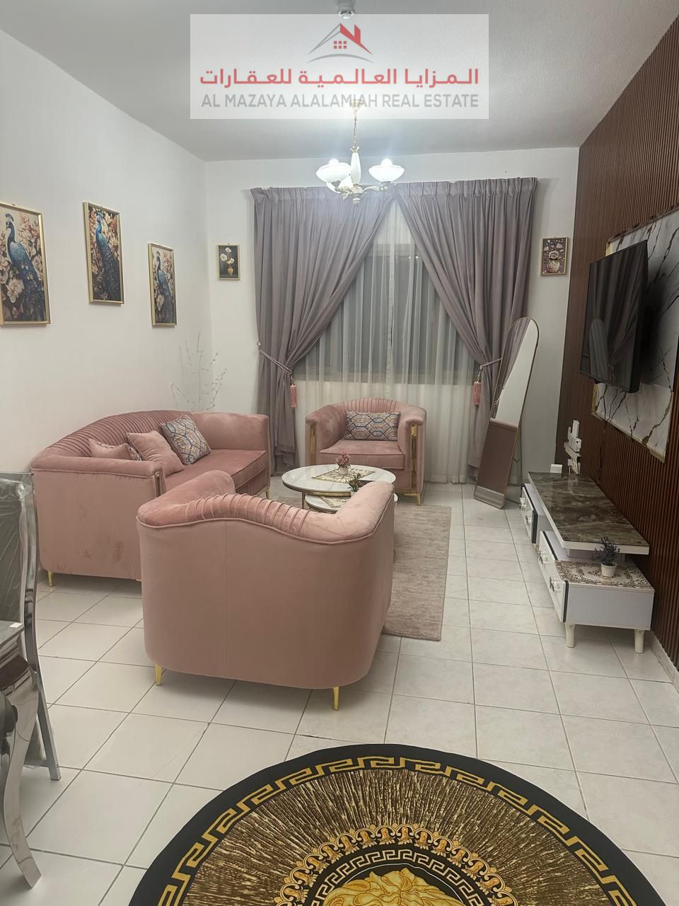 For rent monthly - fully furnished one-bedroom apartment and living room with hotel furniture - Sharjah -altaawun - including all bills