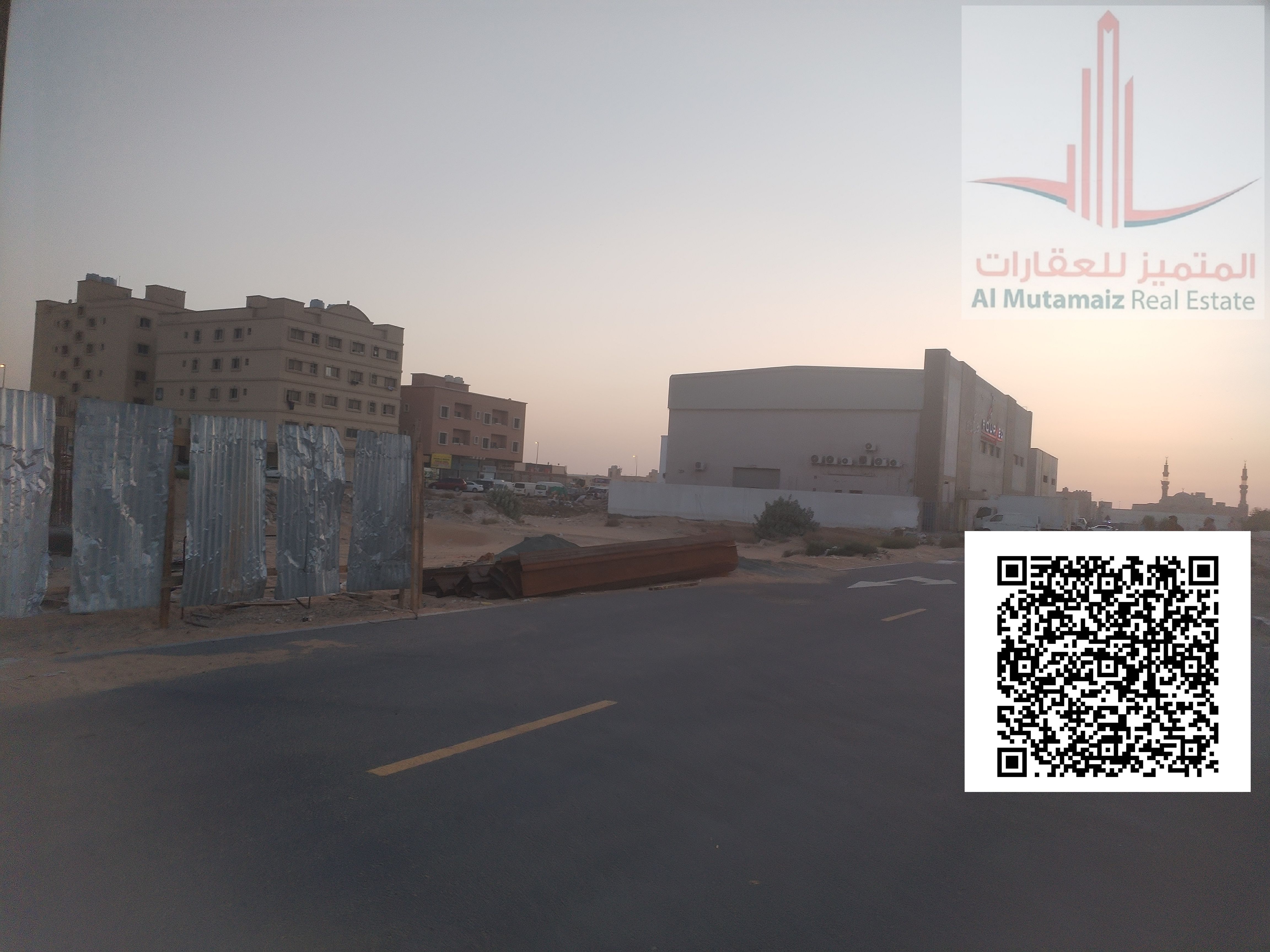 Commercial land for sale in Ajman Emirate in Al Jurf - Industrial 2, in an excellent location, corner of two streets, second plot from the main Jeddah