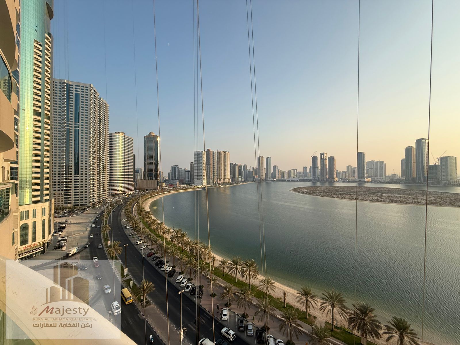 Luxury front apartment for sale on Al Khan Lake Corniche, Sharjah – 3BR + maid’s room, open kitchen, lake view, 2,325 sq. ft, prime location, AED 1,550