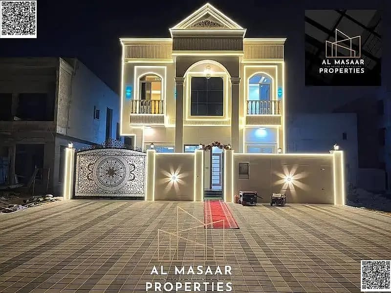A villa at a price including registration and ownership fees on the main street, ready for occupancy in the most prestigious areas of Ajman, freehold
