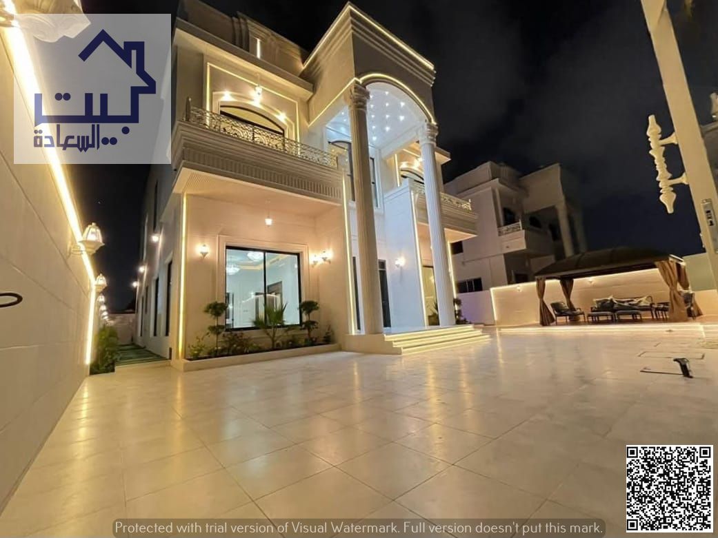 Modern and elegant villa for rent in Al Rawda Large private swimming pool 6000 sq ft 5 master bedrooms 7 bathrooms Full dressing rooms for all bedroom