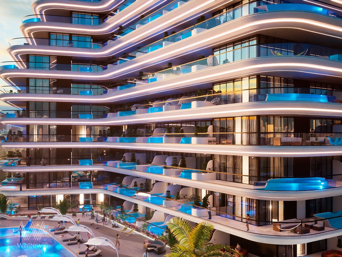 Stylish 1BR with Private Pool and Amenities View