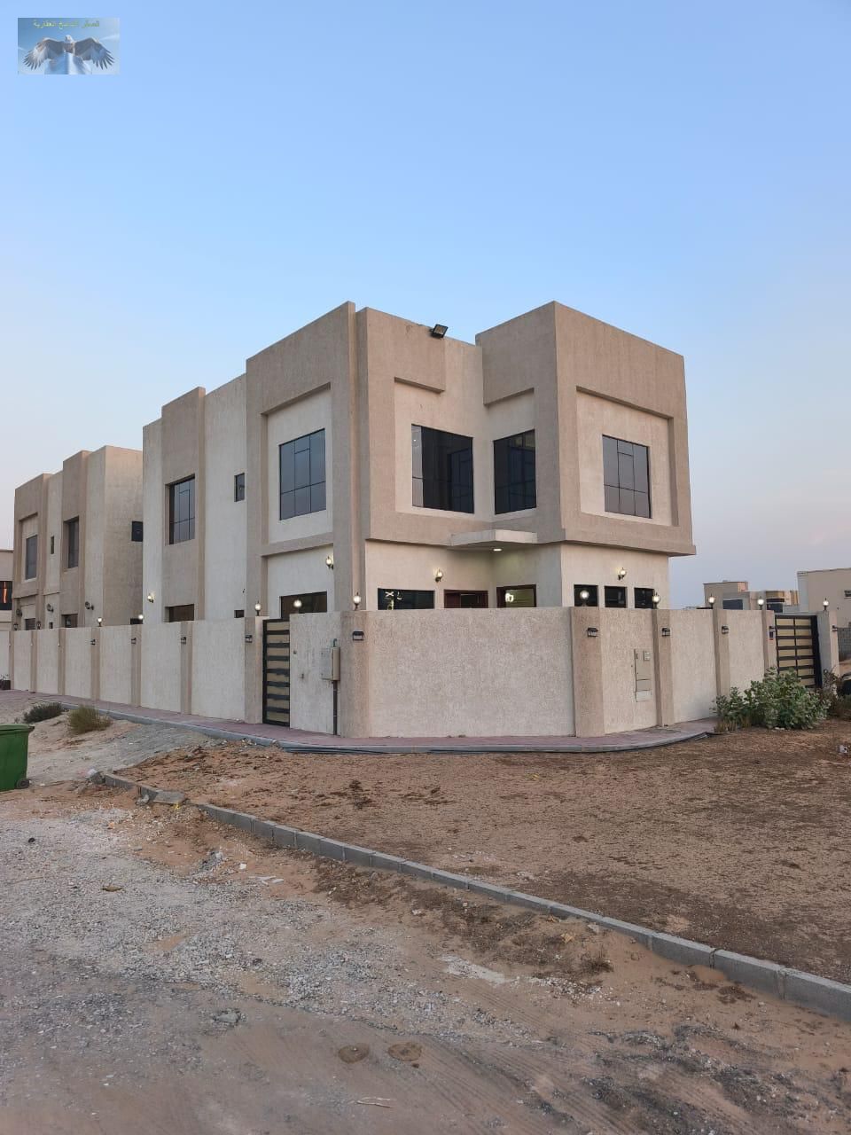 Luxury villa on two streets in Al Zahia, Ajman, 5 master rooms, furnished majlis & hall, garden, kitchen with store, rent AED 110K–120K