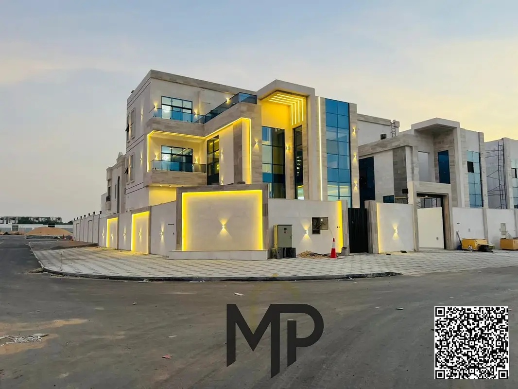 Luxury villa in Al Helio 2 – Ajman, consisting of 6 master bedrooms with an elegant design and luxurious finishes, including registration fees and