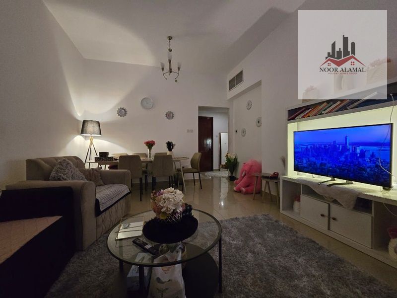 Sharjah, Al Taawun area. One bedroom, living room, kitchen, two bathrooms, and balcony.