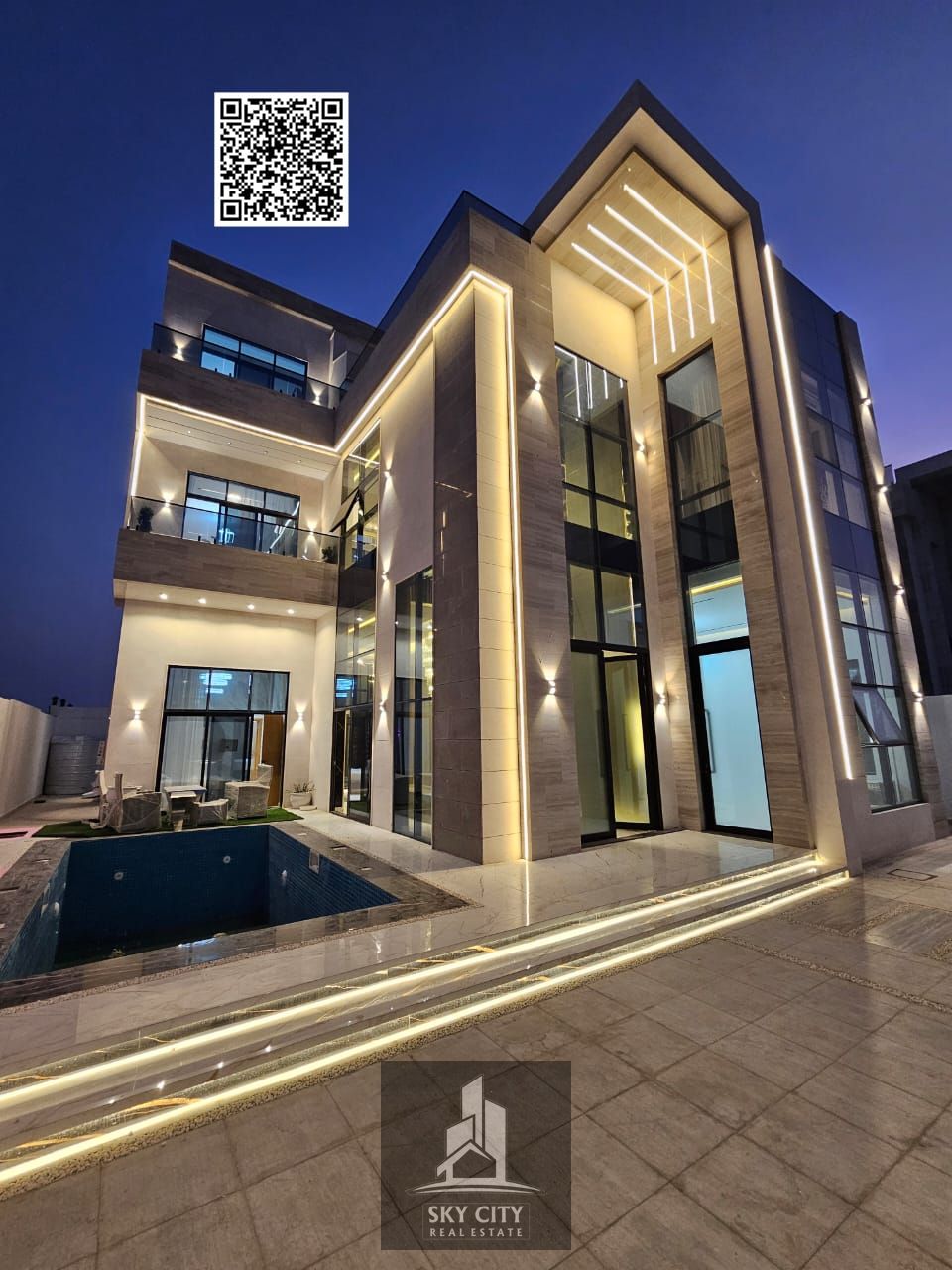 Luxury villa for sale, European design, includes water, electricity, air conditioning, and registration fees, with a swimming pool. Negotiable price w