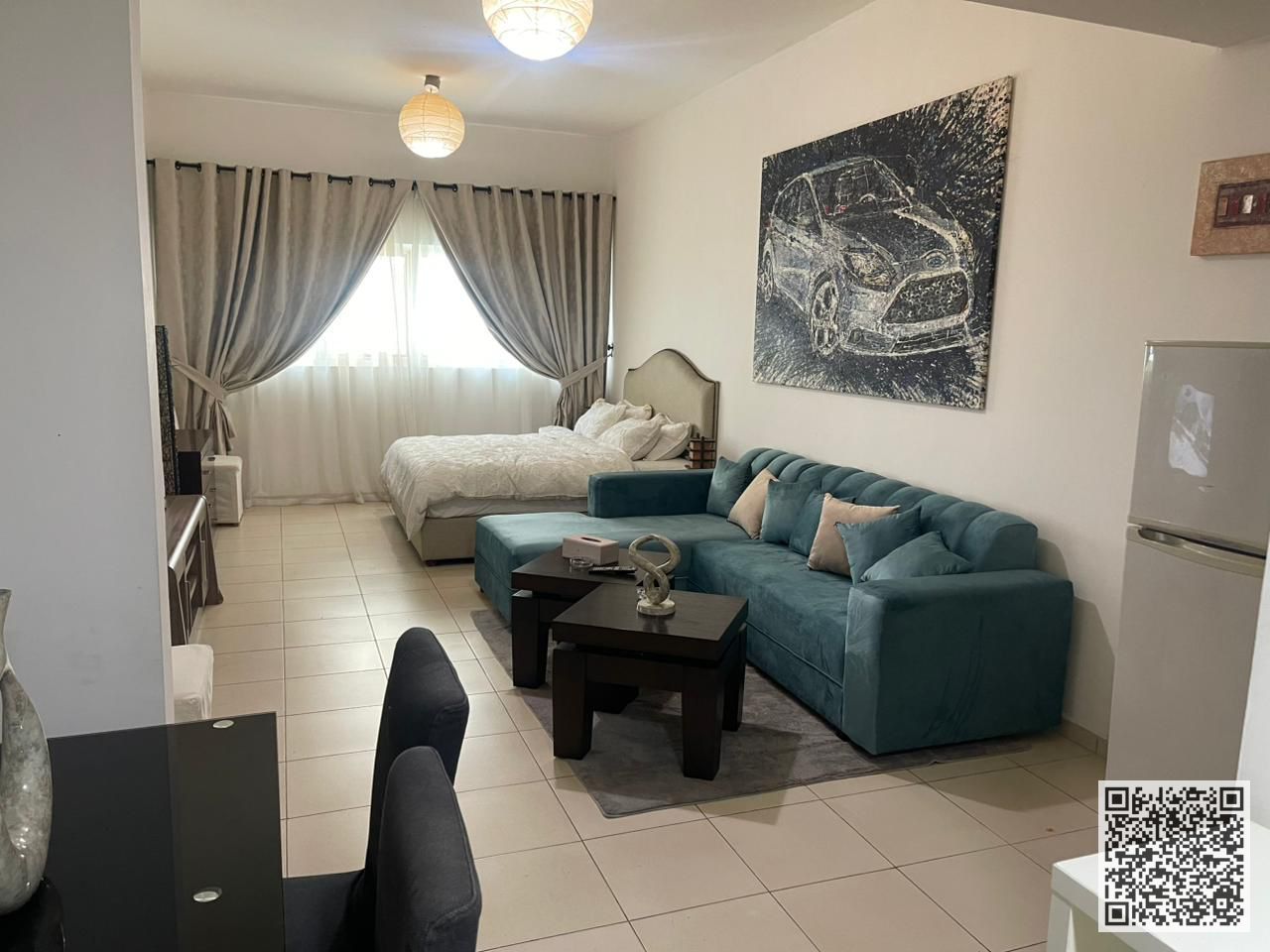 Studio apartment, With a semi-detached kitchen, fully furnished new, open view, all services included, ready to move in, Private Parking