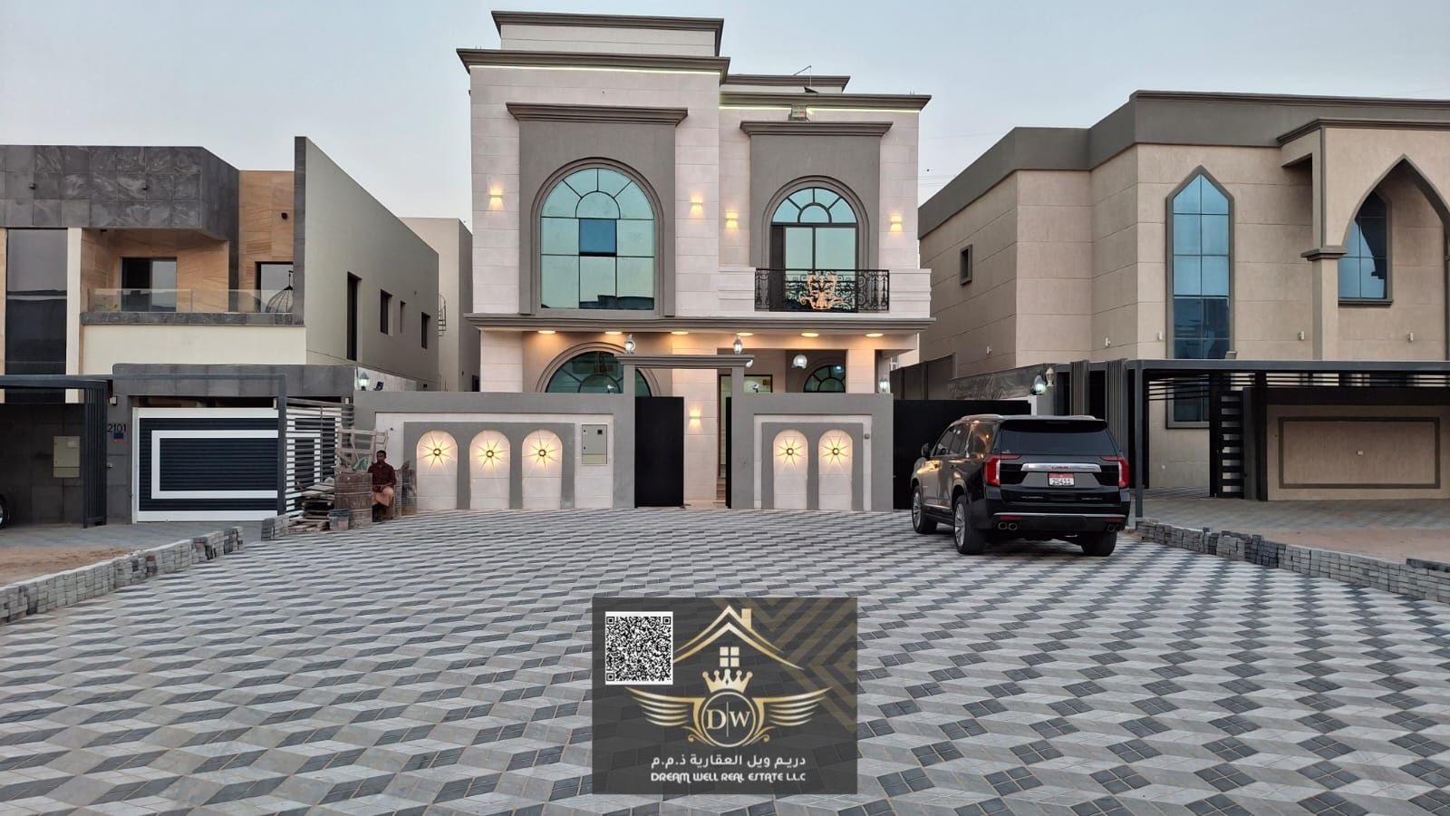Luxury Villa for Sale in Al Helio 2 – Ajman, 7 Master Bedrooms, Majlis, 2 Halls, Fitted Kitchen, Maid’s Room, Prime Location