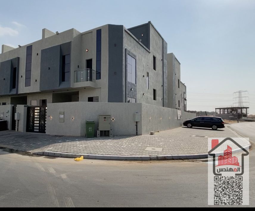 For Annual Rent Corner Villa Designed by Abu Khalifa Al Yasmin Area Ground, First, and Roof Four Master Bedrooms Majlis Living Room Maid's Room Front Setback Balcony Asking Price: 90,000 AED in four installments without furniture 110,000 AED in four insta