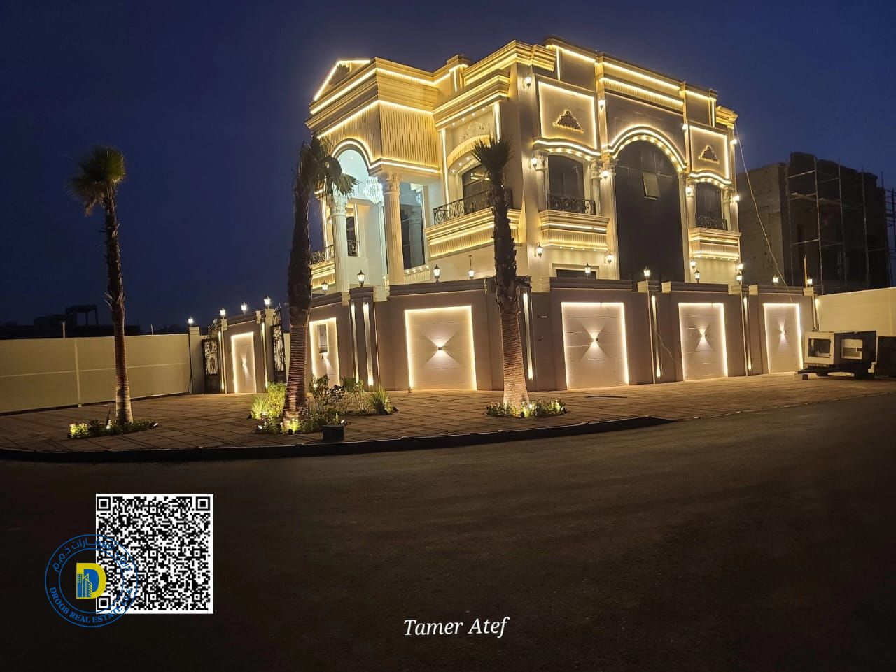 For sale: Classic corner villa, miniature palace, 5 bedrooms, registration fees included, in Al-Helio 2, freehold , bank financing