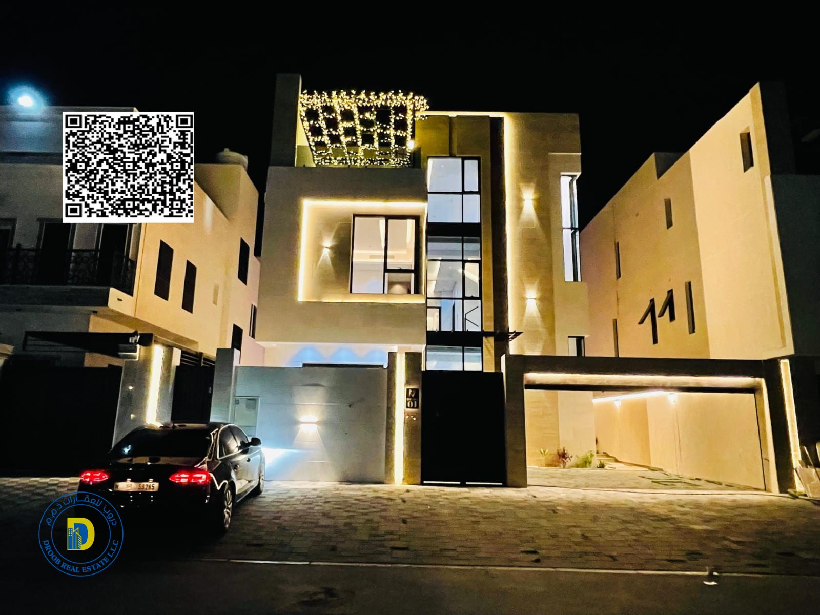 For sale: Modern villa in Al-Helio 2 with pool, elevator, and roof. Includes electricity, water, and AC. Freehold and bank financing