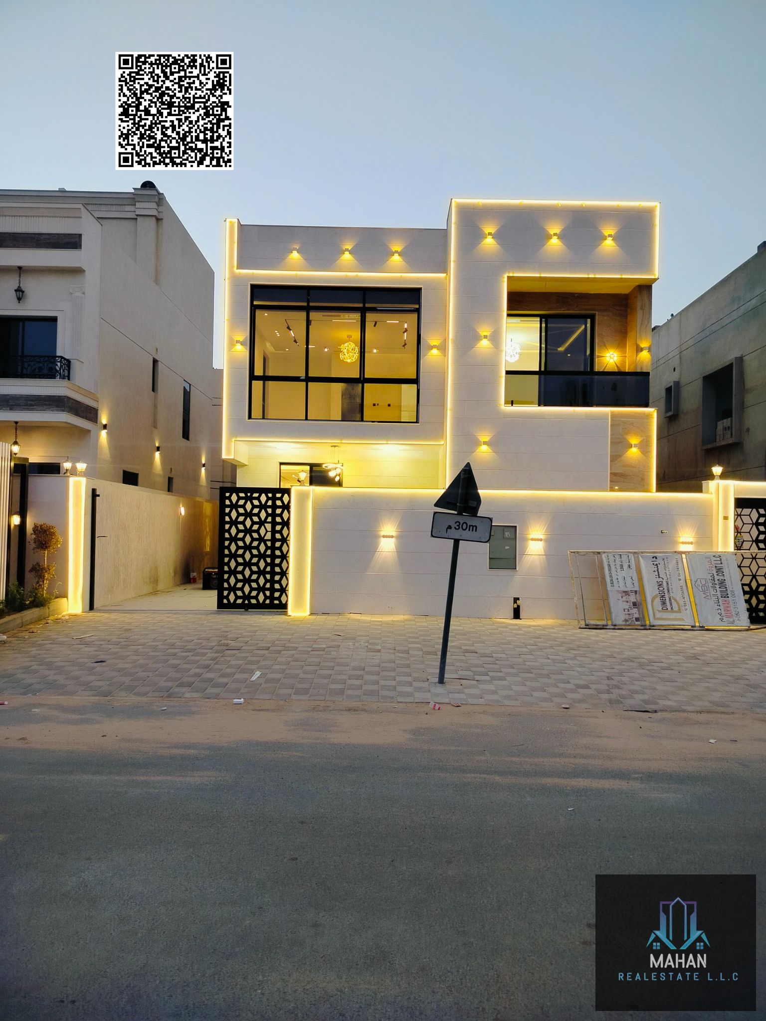 Modern villa in Al Amerah area, Ajman. Freehold villa available to all nationalities, and its strategic location is excellent.