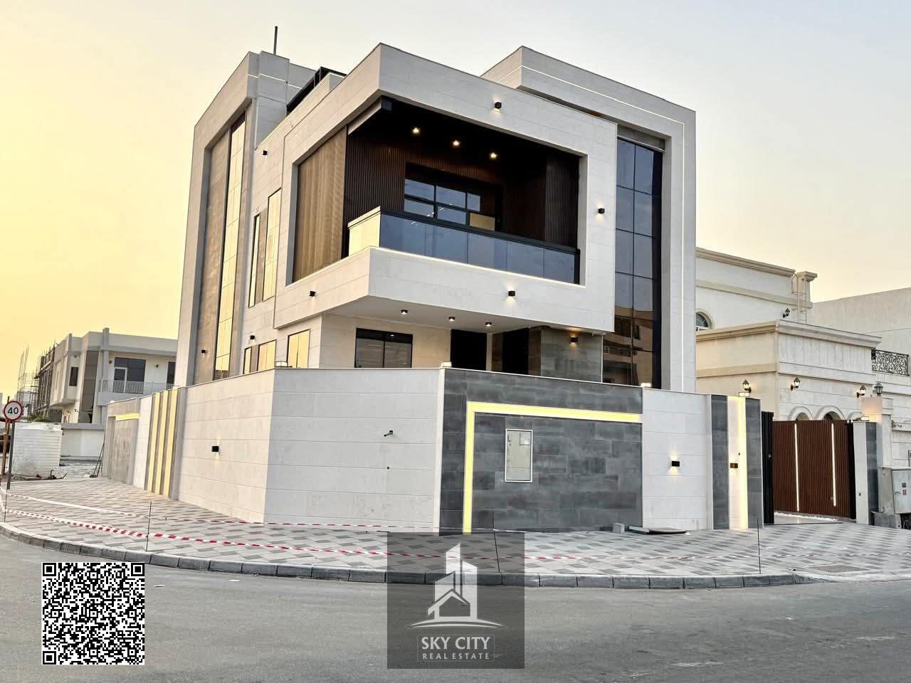 Hotel villa in the heart of Ajman, Al Zahia area, corner of two streets, 4 rooms with a private pool, next to a mosque and close to Sheikh Mohammed Bin Zayed Road, freehold ownership and no fees.