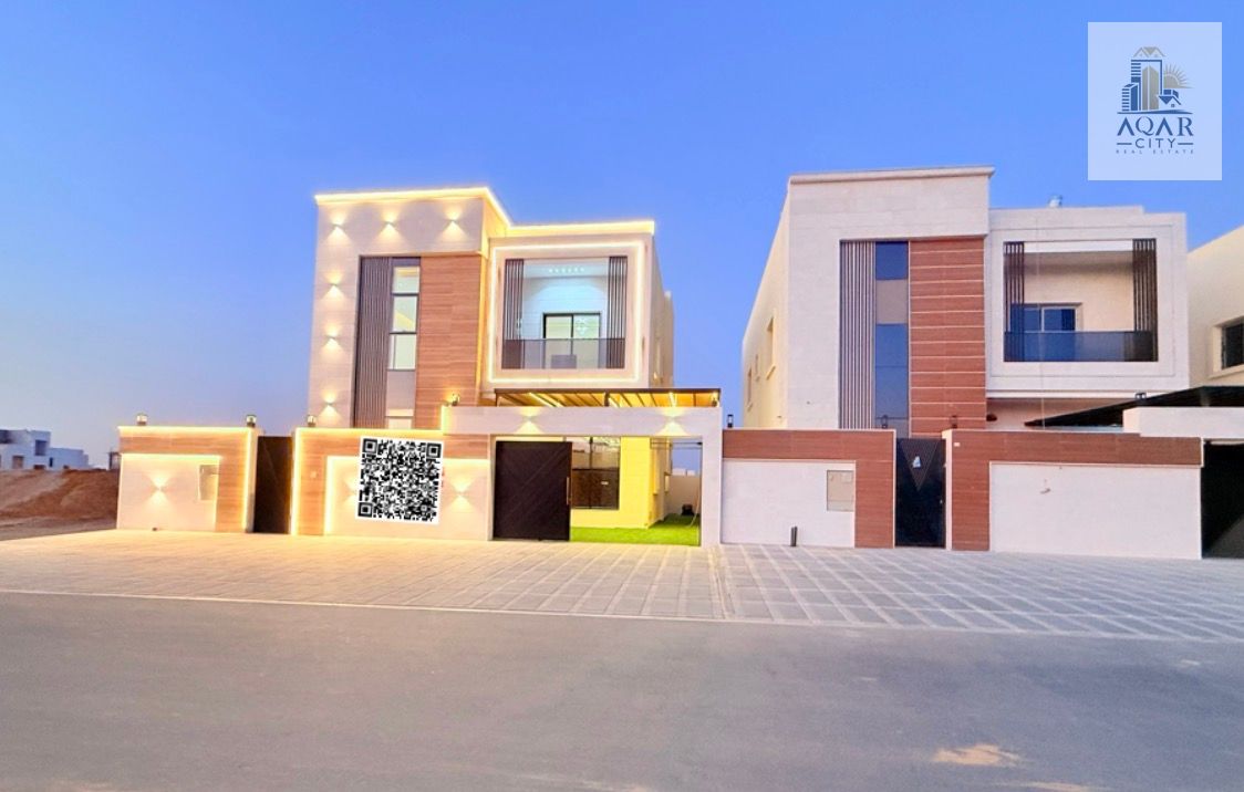 Villa for sale in Al Bahia area, Ajman. Five master bedrooms, excellent location, freehold ownership, open to all nationalities.