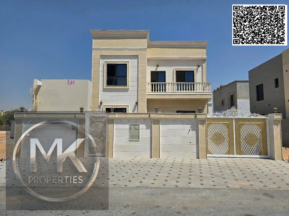 Registration fees included. A luxurious villa in the prestigious Al Zahia area of Ajman, with a modern design, spacious area, and freehold ownership