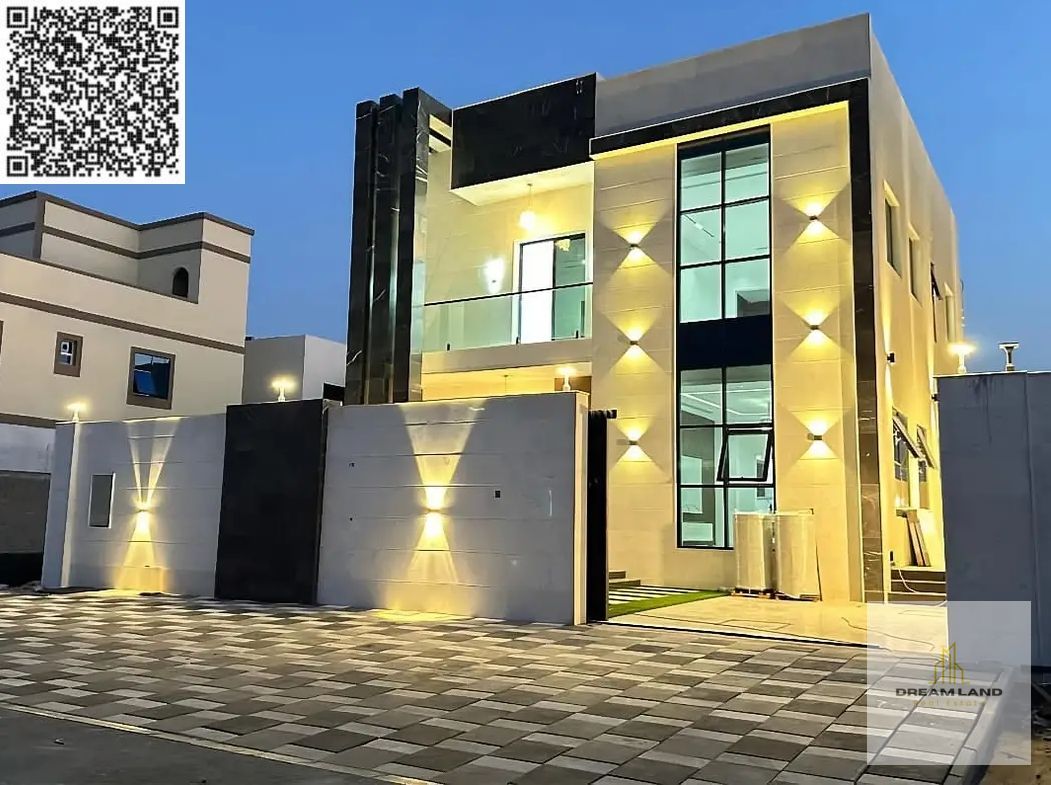 Villa for sale in Ajman with a sophisticated design and high-quality building materials. 25-year warranty on the villa. Modern design and personal fin